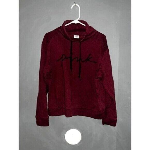 Pink Cowl Neck Drawstring Graphic Sweater - Picture 2 of 4